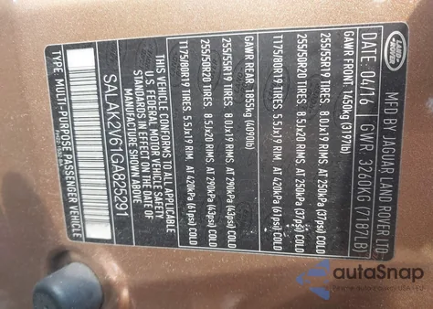 2016 Land Rover Lr4 z USA, uszkodzony, nr VIN SALAK2V61GA825291